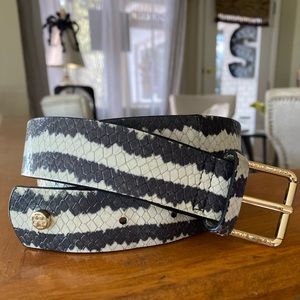 Tory Burch Snake Skin Embossed Leather Belt - XS